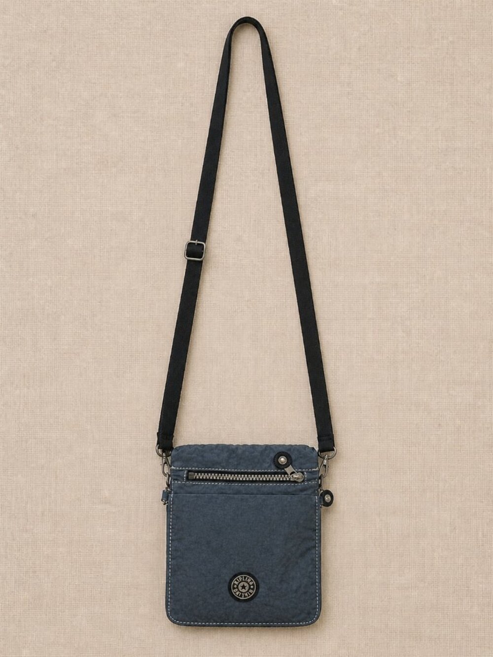 Kipling Blue Nylon Crossbody Bag Small Travel Lightweight Zip Adjustable Strap